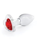 Crystal Desires Small Glass Heart Butt Plug — Red