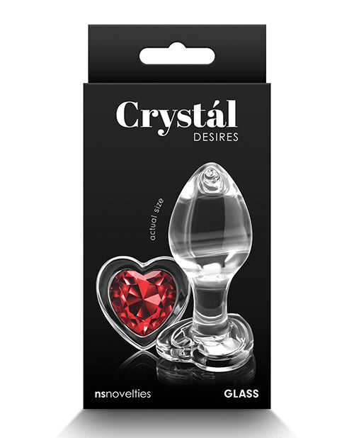 Crystal Desires Glass Heart Gem Butt Plug Medium - Red by Crystal