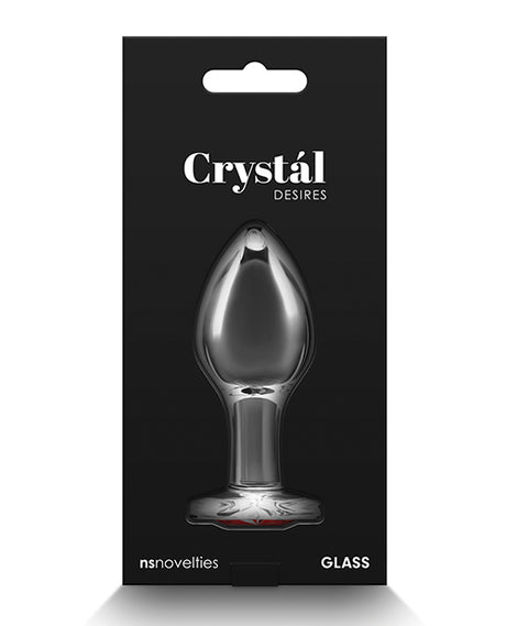 Crystal Desires Borosilicate Glass Heart Butt Plug, Medium - Red