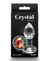 Crystal Desires Glass Round Gem Butt Plug Small - Rainbow by Crystal
