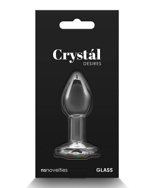 Crystal Glass Gem Butt Plug — Small Rainbow
