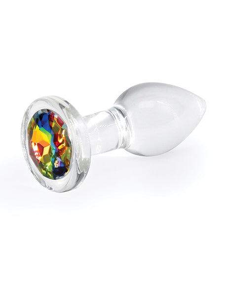 Crystal Glass Gem Butt Plug — Small Rainbow