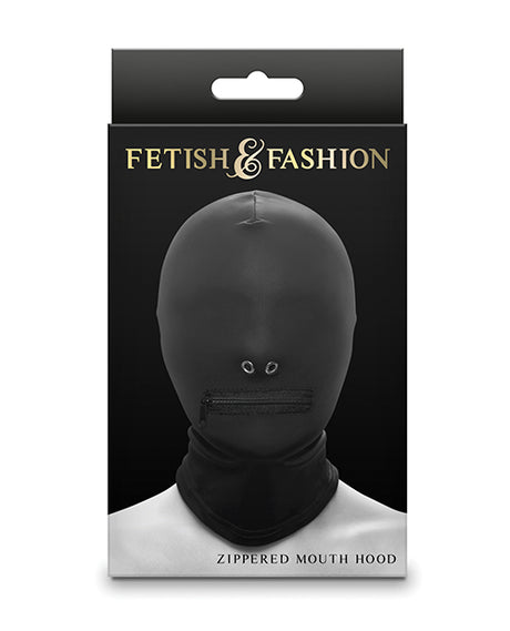 Fetish & Fashion Zippered Mouth Hood — Black