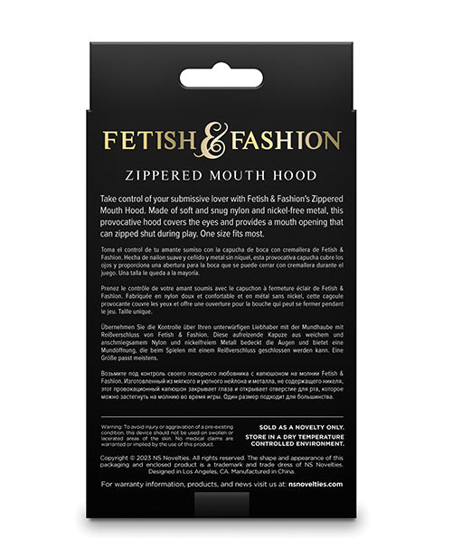 Fetish & Fashion Zippered Mouth Hood — Black