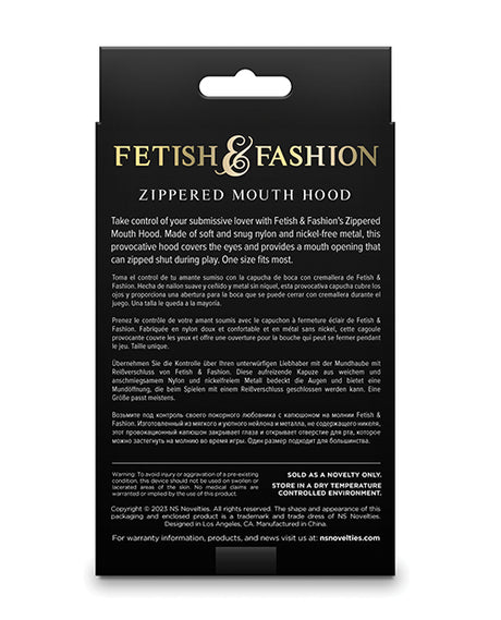 Fetish & Fashion Zippered Mouth Hood — Black