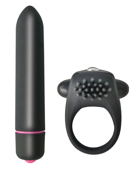 Intense Cockring & Bullet - Black by Intense
