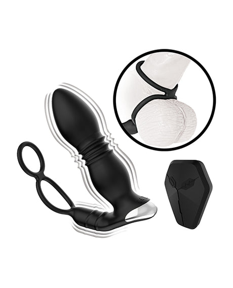 Ass-sation Remote Prostate Power Plug with Cock & Ball Ring, Black