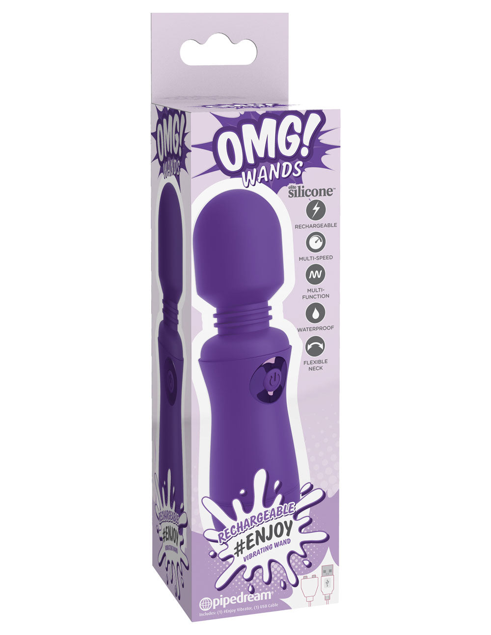Omg! Wands Enjoy Rechargeable Vibrating Wand - Purple by Pipedream
