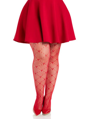 Leg Avenue Heart Net Tights — Plus 1X–2X Red - LA-9704XRD1X2