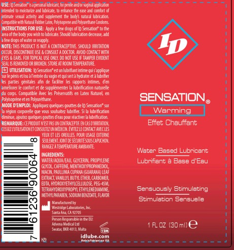 ID Sensation Warming Water Based 1 Oz by I.D. Lubricants