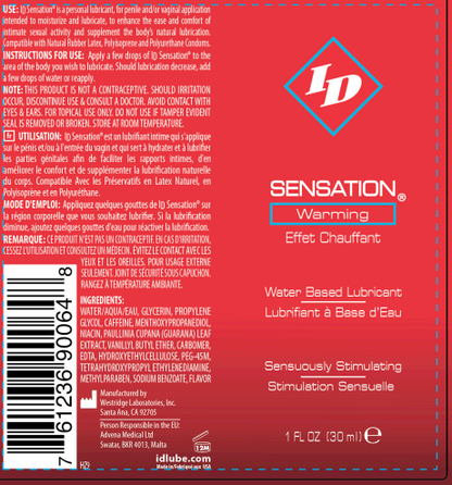 ID Sensation Warming Water Based 1 Oz by I.D. Lubricants