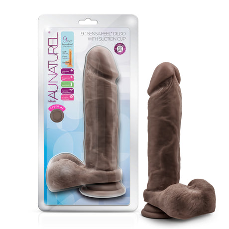 Blush Au Natural 9 Inch Dildo with Suction Cup — Chocolate - BL-56476