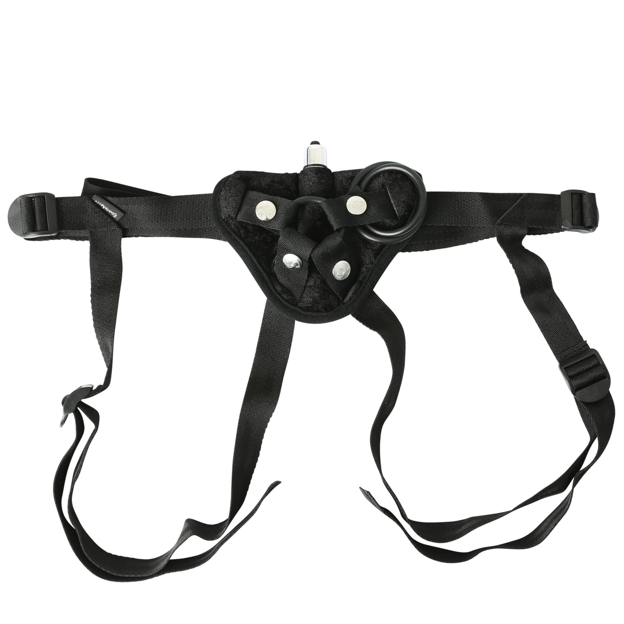 "Vibrating Black Velvet Strap On SS690-01"