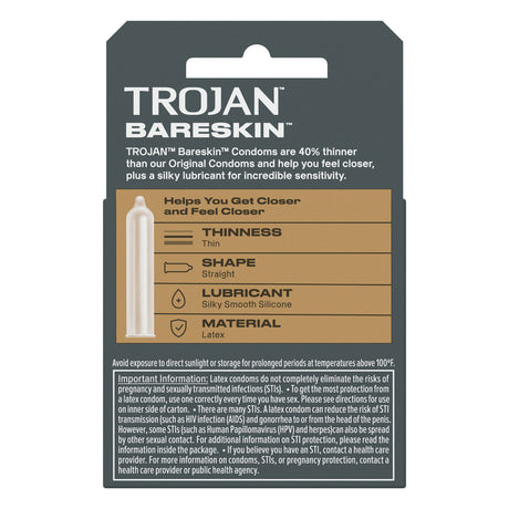 Trojan Sensitivity Bareskin Lubricated Condoms - 3 Pack