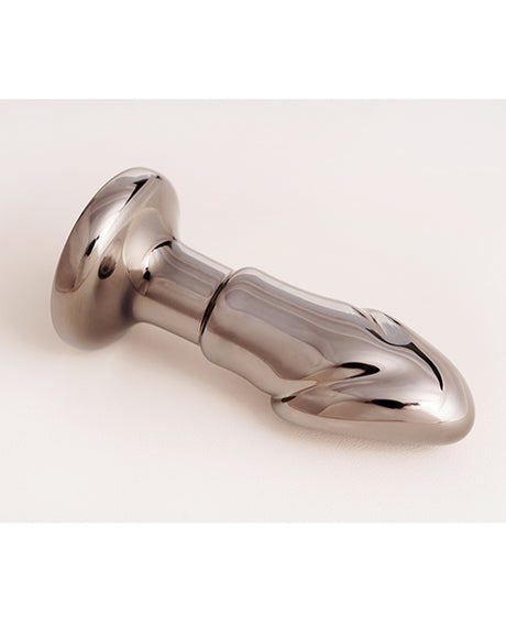 Cristal Black Opal Glass Anal Dildo with Rechargeable Vibe — Gun Metal
