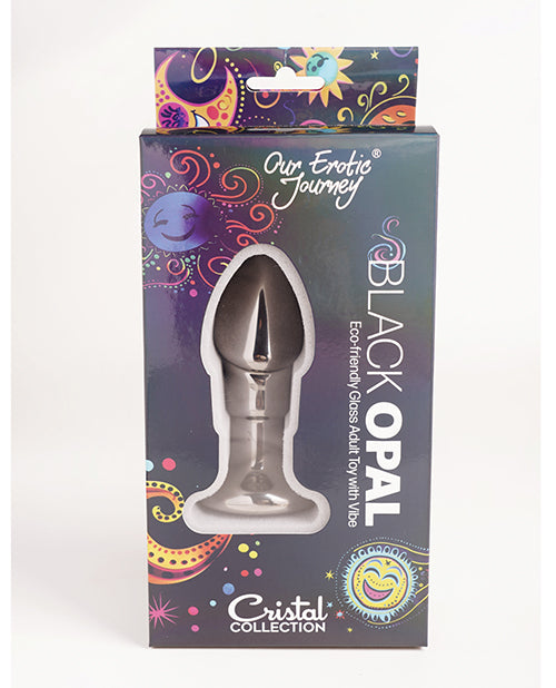 Cristal Black Opal Glass Anal Dildo with Rechargeable Vibe — Gun Metal