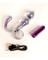Cristal Orchid Pulse Glass Dildo w/Removable Bullet Vibe - Purple by Cristal