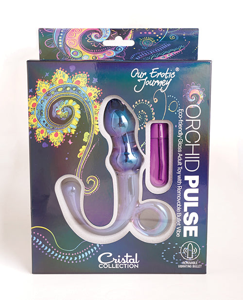 Cristal Orchid Pulse Glass Dildo w/Removable Bullet Vibe - Purple by Cristal