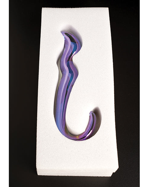 Cristal Blue Flame Curved Glass Dildo - Purple by Cristal