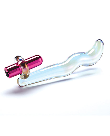 Cristal Twilight Glow Glass Dildo w/Clitoral Vibrator by Cristal