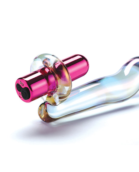 Cristal Twilight Glow Glass Dildo w/Clitoral Vibrator by Cristal
