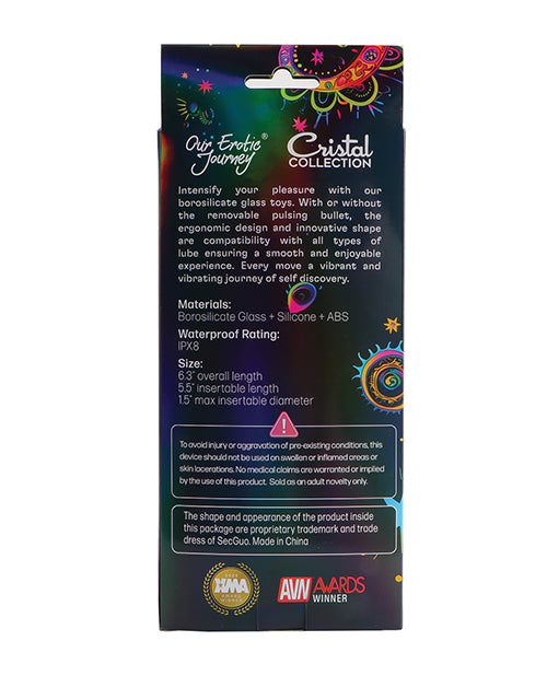 Cristal Twilight Glow Glass Dildo w/Clitoral Vibrator by Cristal