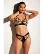 FETISH Dominant Open Cup Caged Bra w/Grommet Tape Strapping & Panty Black XL by Fetish by Oh la la Cheri
