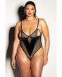 FETISH Frisky Fishnet & Vinyl Shelf Cup Peek A Boo Teddy Black 2X by Fetish by Oh la la Cheri