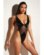 FETISH Limitless Soft Cup High Leg Vinyl & Mesh Teddy Black 1X/2X by Fetish by Oh la la Cheri