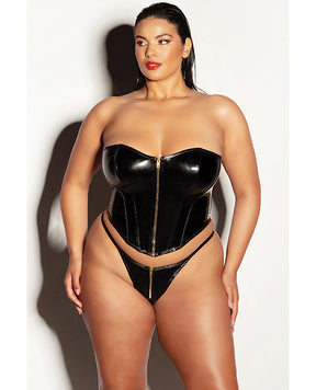 FETISH Rider Vinyl Bustier w/Front Zipper & Panty Black 2X by Fetish by Oh la la Cheri