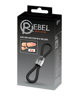 Rebel Two Loop Heavy Rope Cock Lasso - Black by Rebel