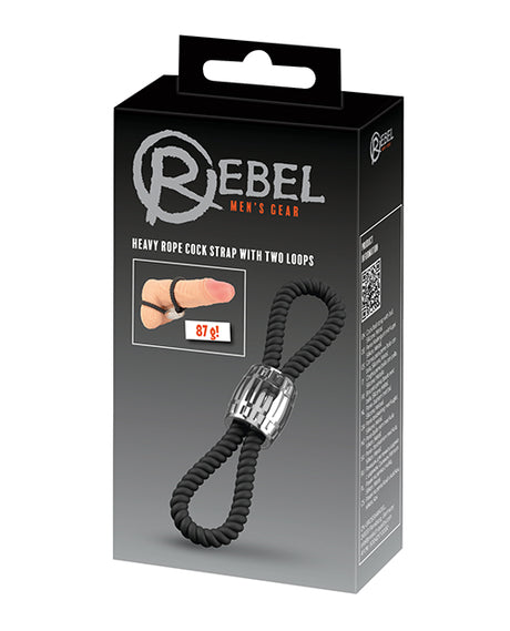 Rebel Two Loop Heavy Rope Cock Lasso - Black by Rebel
