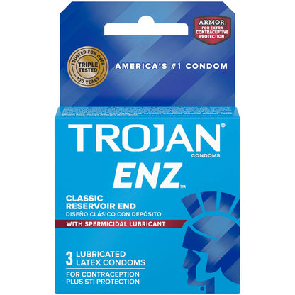 Trojan Enz Armor Spermicidal Lubricated Condoms - 3 Pack by Paradise Marketing