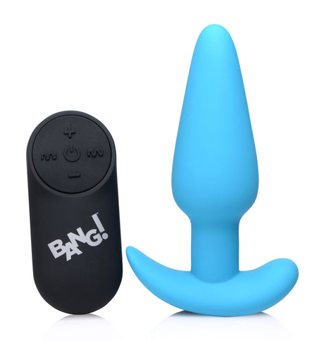 XR Brands 21X Silicone Remote Vibrating Butt Plug — Blue - BNG-AG563-BLU