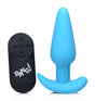 XR Brands 21X Silicone Remote Vibrating Butt Plug — Blue - BNG-AG563-BLU