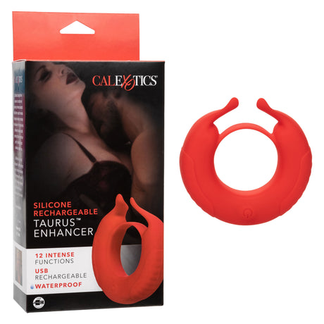 CalExotics Taurus Rechargeable Silicone Enhancer Ring — Red - SE1841403