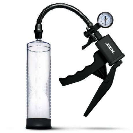 Curve Toys Pump Up Penis Pump with Gauge & Trigger Handle - Clear - JOCK-CN1035