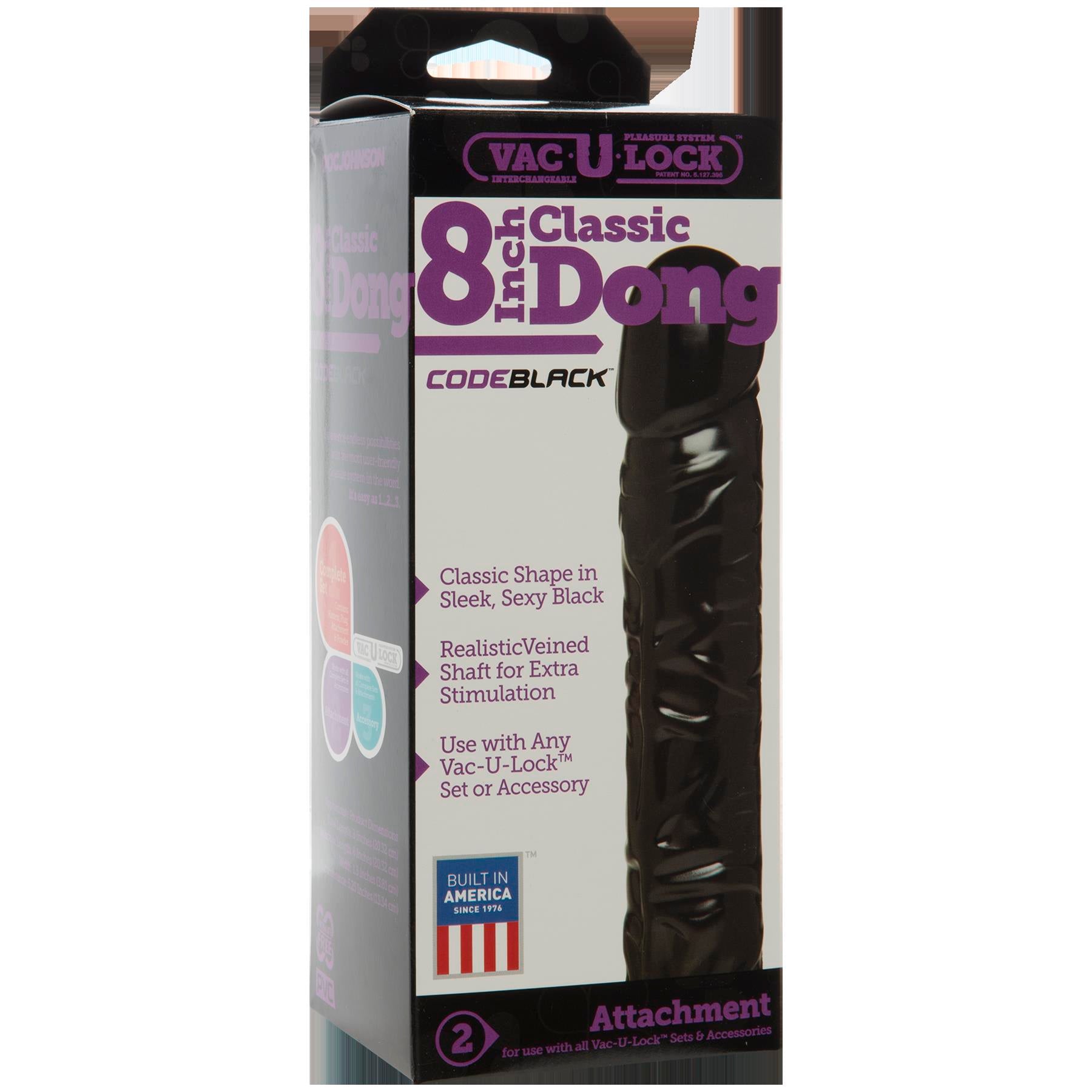 Vac-U-Lock Codeblack 8-Inch Classic Dong by Doc Johnson