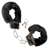 CalExotics Playful Furry Cuffs — Black Faux Fur Handcuffs - SE2651303