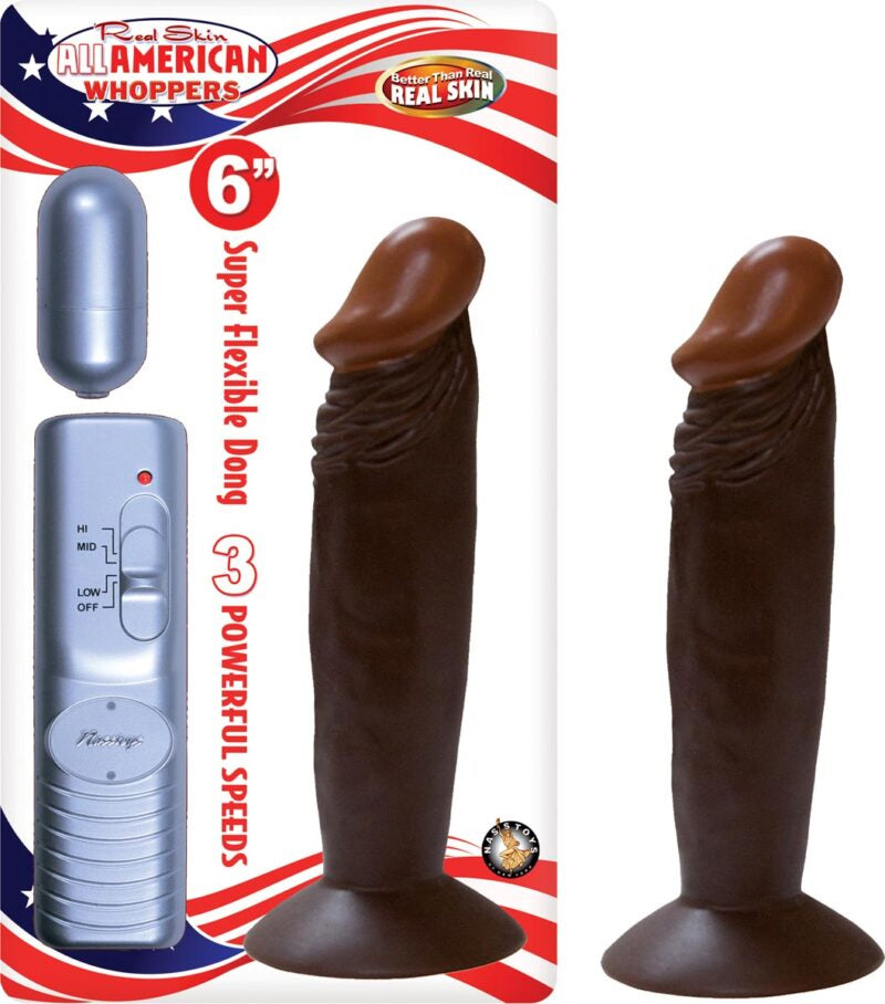 Afro American Whoppers 6 Inch Vibrating Dong With Bullet - Brown by Nasstoys