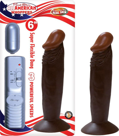 Afro American Whoppers 6 Inch Vibrating Dong With Bullet - Brown by Nasstoys