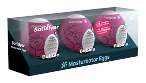 Satisfyer Bubble Masturbator Eggs — 3‑Pack Violet, Hydroactive TPE - SAT-9043453