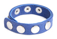 XR Brands Cock Gear Leather Speed Snap Cock Ring — Blue - STR-AG845-BLU