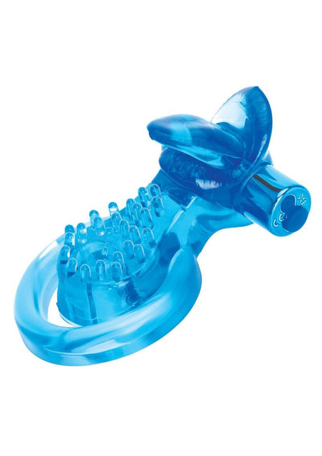 XGEN Bodywand Rechargeable Duo Ring with Clit Tickler — Blue - X-BW1509
