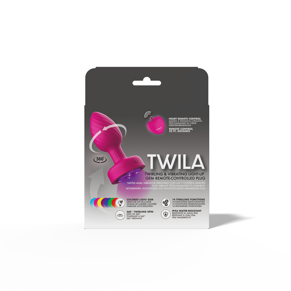 Viben Twila Twirling Light-Up Vibrating Anal Plug with Purple Gem & Pink Heart Remote - VB-CC9159