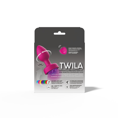 Viben Twila Twirling Light-Up Vibrating Anal Plug with Purple Gem & Pink Heart Remote - VB-CC9159