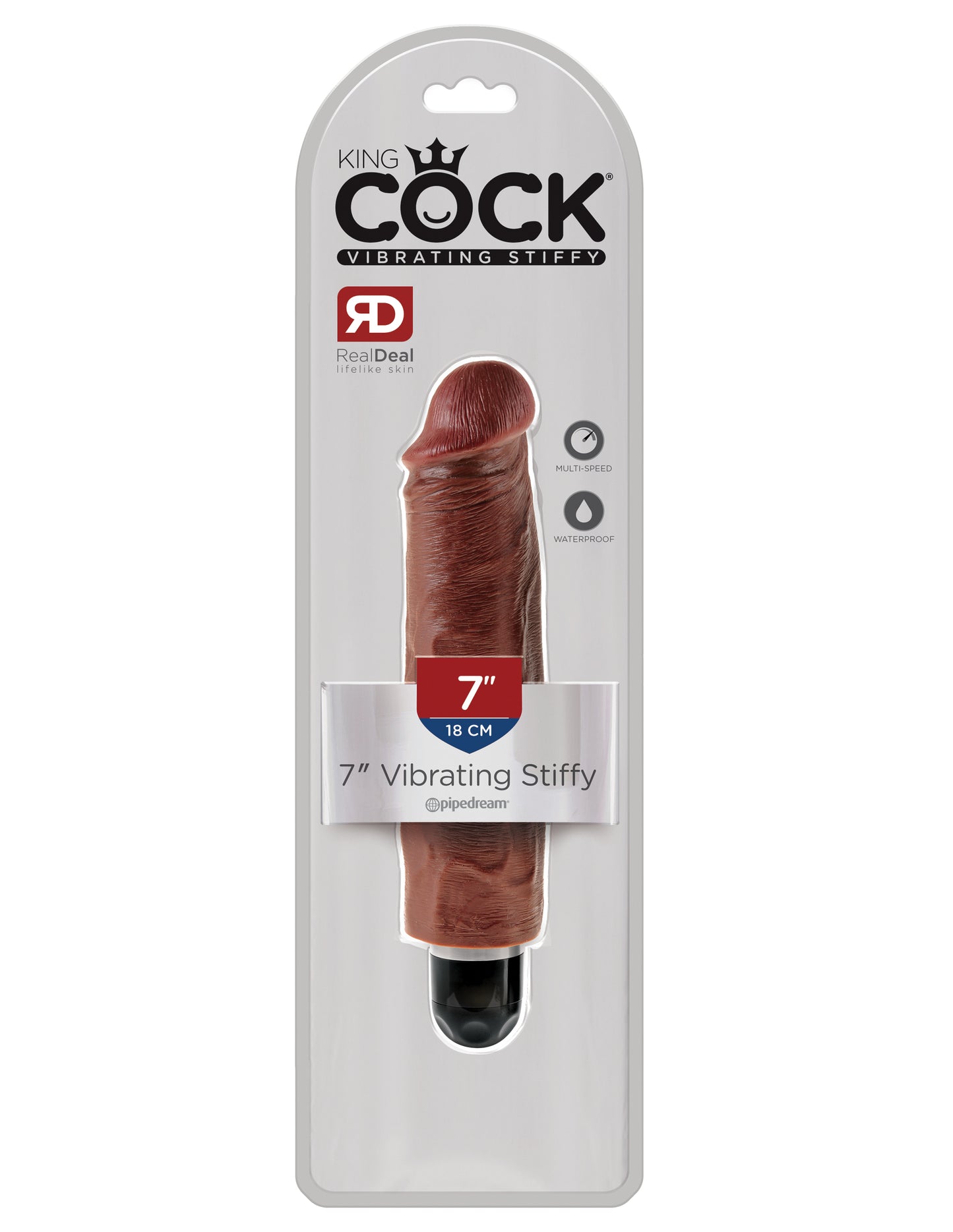 King Cock 7 Inch Vibrating Stiffy - Brown by Pipedream