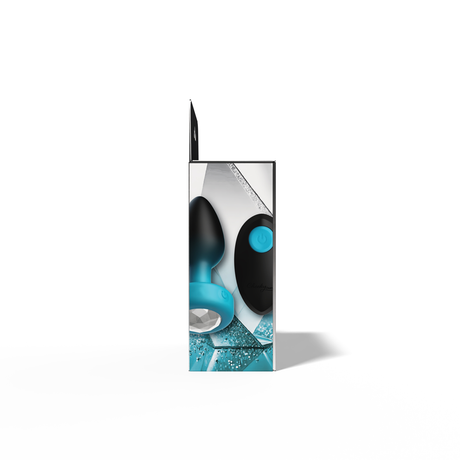 Viben Eluxe Vibrating Anal Plug — Medium Blue Ombre, Clear Gem & Remote - VB-CC9157
