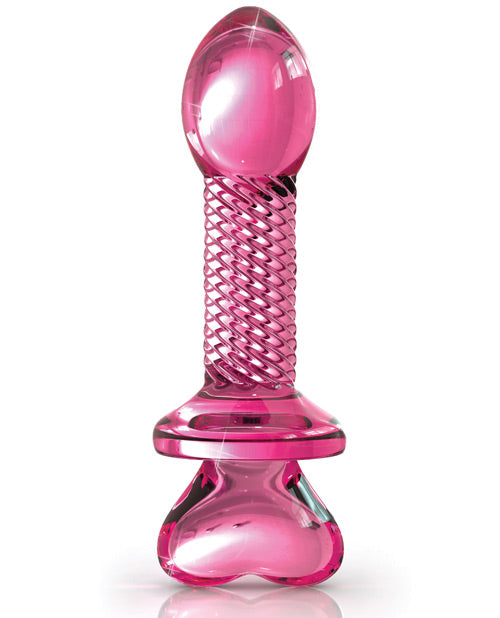 Icicles No. 82 Hand-Blown Glass Butt Plug — Ribbed Pink