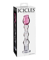 Icicles No. 12 Hand Blown Glass Massager - Clear w/Rose Tip by Icicles